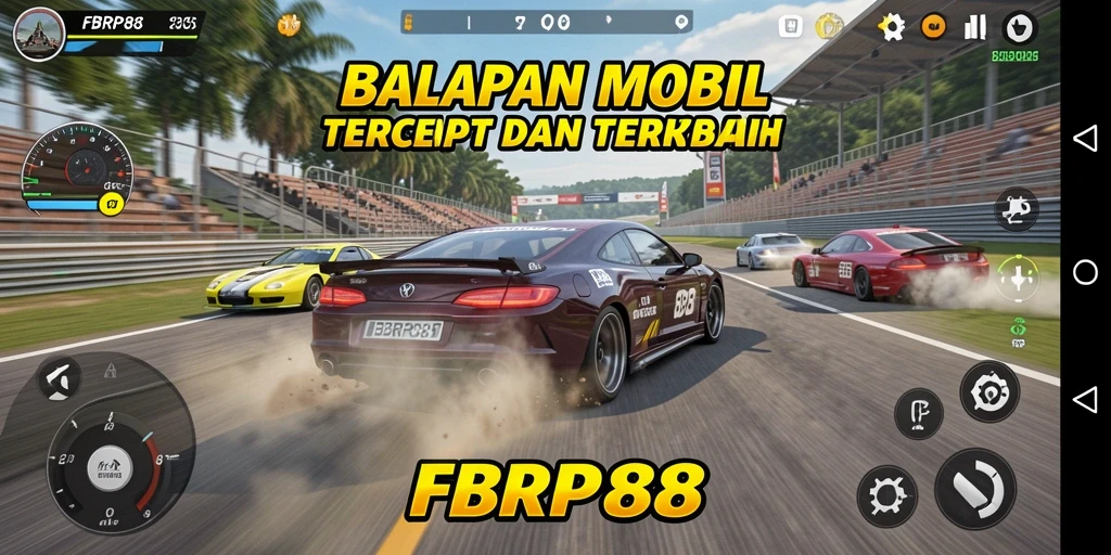 Screenshot gameplay <strong>FBRP88</strong> yang menampilkan balapan mendebarkan di lintasan.
