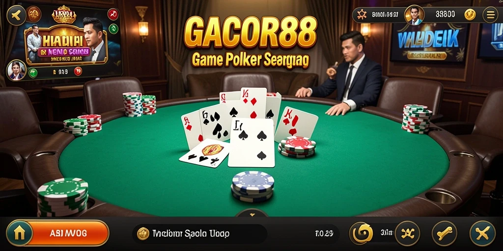 Tampilan gameplay Poker yang seru dan menarik di GACOR88.