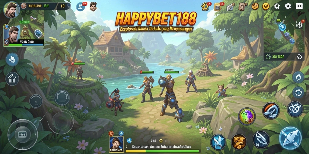 Screenshot gameplay <strong>HAPPYBET188</strong> menunjukkan petualangan di dunia Open World.