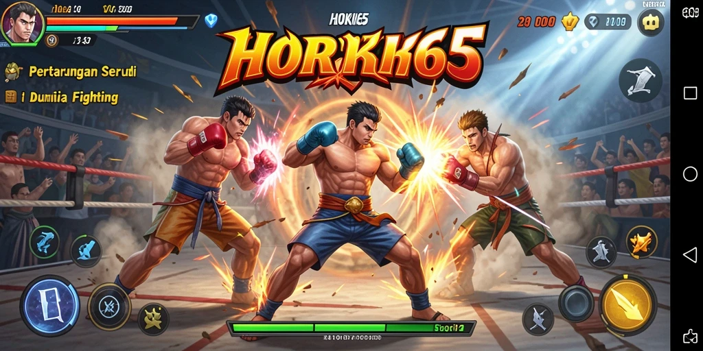 Screenshot gameplay HOKI65 menampilkan pertarungan yang penuh aksi dan karakter yang menawan.