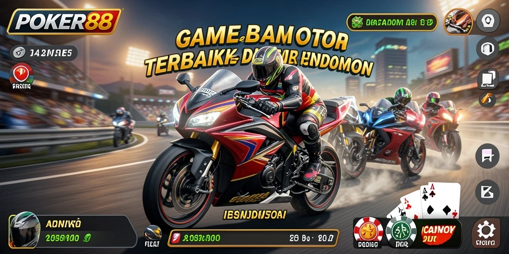 Screenshot menunjukkan balapan motor yang seru dan dramatis.
