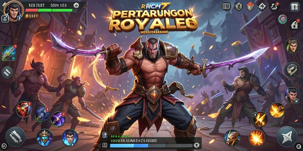 Screenshot RICH7 menampilkan aksi seru dalam pertempuran Battle Royale.