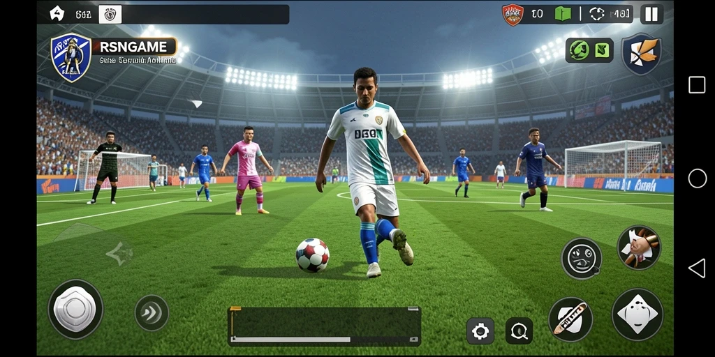Tampilan gameplay yang mendebarkan dalam RSNGAME di lapangan sepak bola.