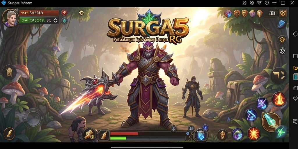 Tampilan gameplay epik dari dunia fantasi SURGA55.