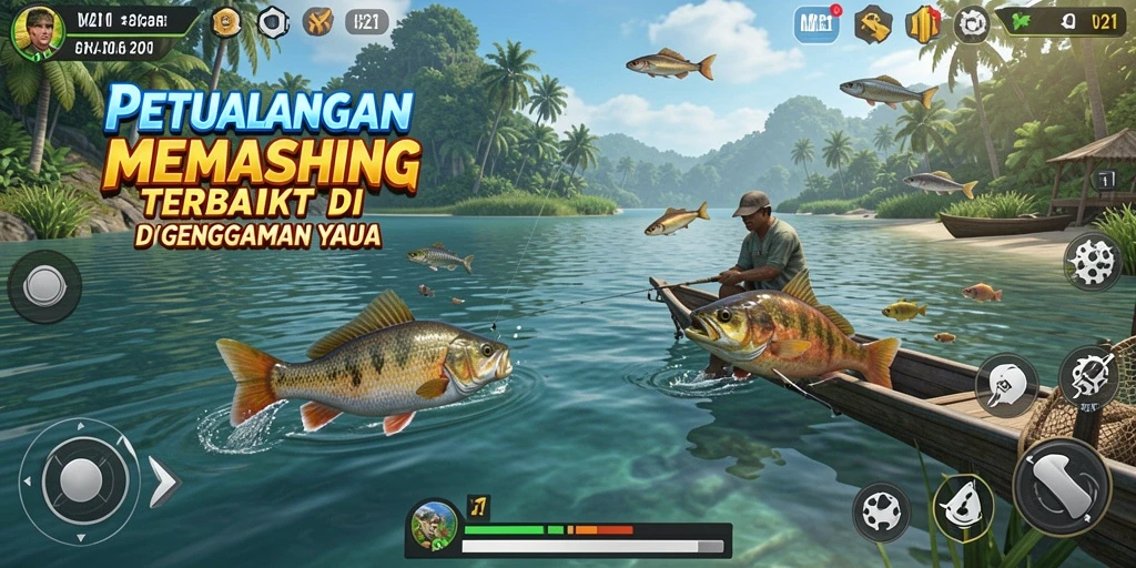 Tangkapan besar di laut lepas dengan grafis menawan.