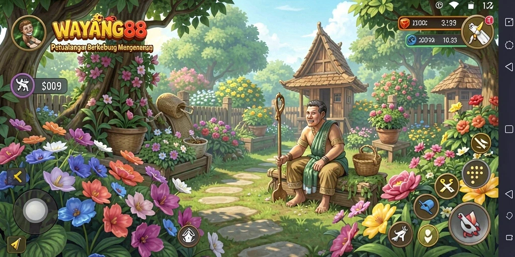 Tampilan gameplay <strong>WAYANG88</strong> yang menyenangkan saat berkebun.